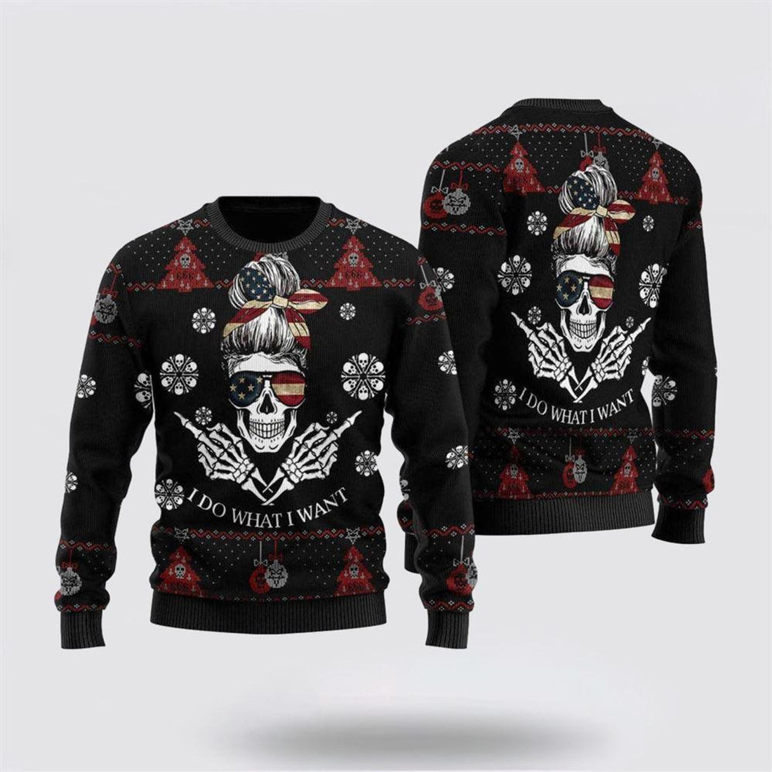FUNSTUFFPRINT Spooktacular Skull Ugly Christmas Sweater – Christmas Gifts For Frends Ugly  Sweater