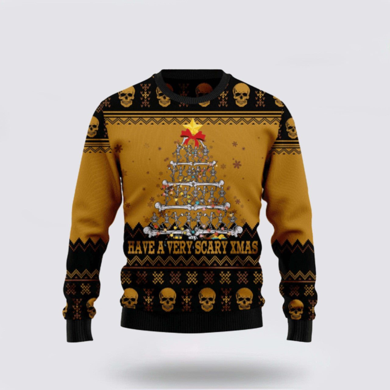 FUNSTUFFPRINT Spooky Skull Xmas Sweater Get Festive With A Very Scary Ugly Christmas Sweater – Christmas Gifts For Frends Ugly  Sweater