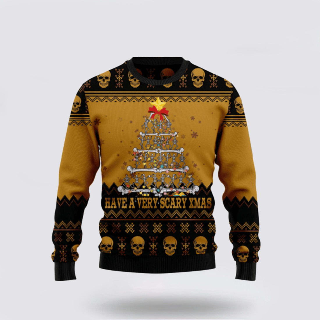 FUNSTUFFPRINT Spooky Skull Xmas Sweater Get Festive With A Very Scary Ugly Christmas Sweater – Christmas Gifts For Frends Ugly  Sweater