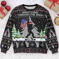 FUNSTUFFPRINT Custom Squatching Through The Snow American Bigfoot Ugly Sweater