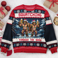 FUNSTUFFPRINT Custom Squatching Through The Snow Ugly Sweater