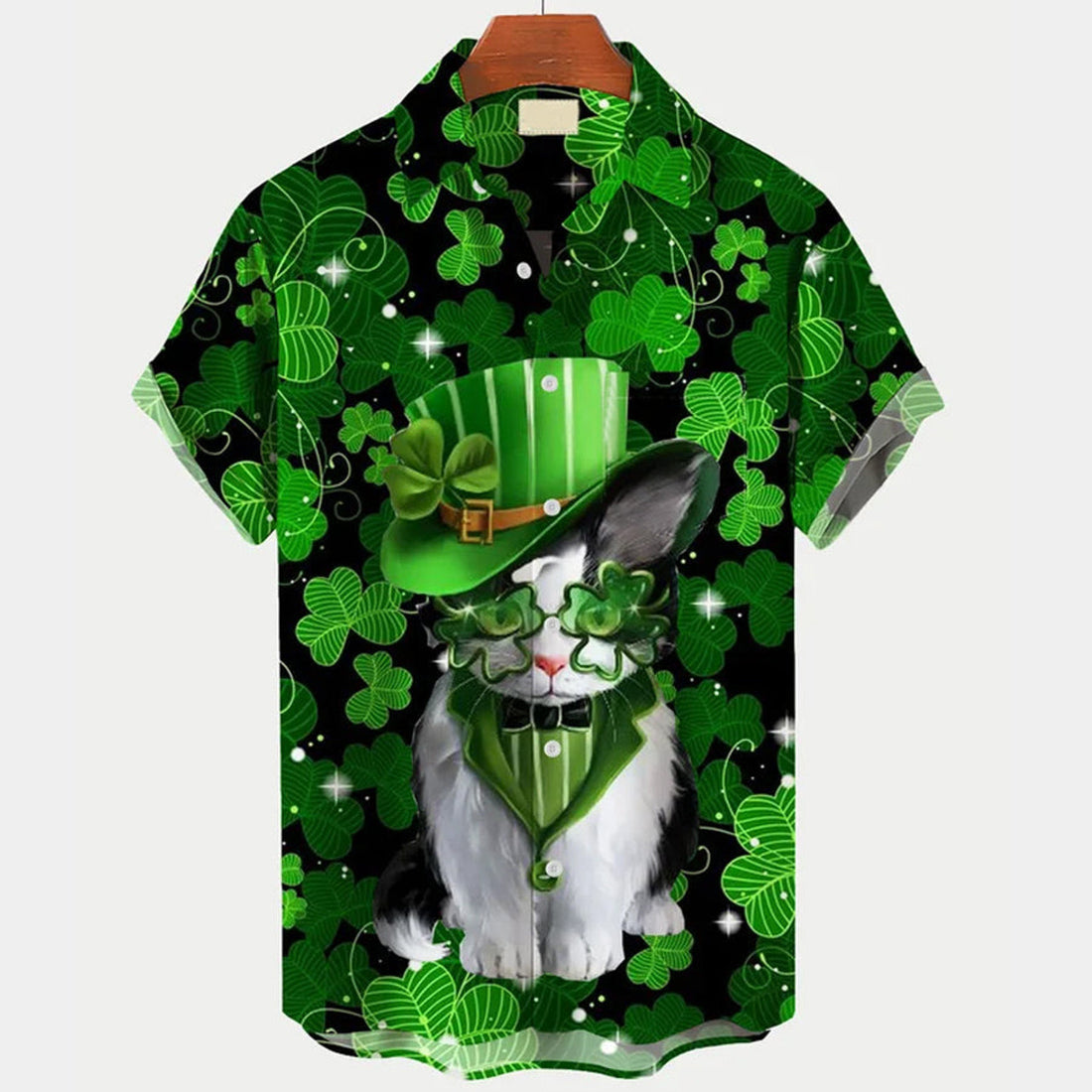 St. Patrick's Day Cat Print Men's Hawaiian Shirt, Hawaiian shirt for men and women