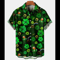 St. Patrick's Day Clover Rainbow Casual Men's Large Short Sleeve Shirt