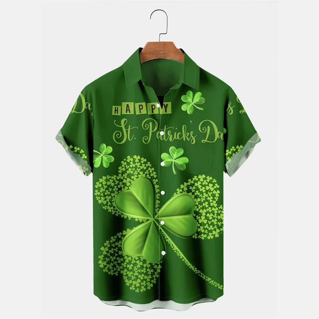 St. Patrick's Day Shamrock Short Sleeve Hawaiian Shirts, Hawaiian shirt for Men and women