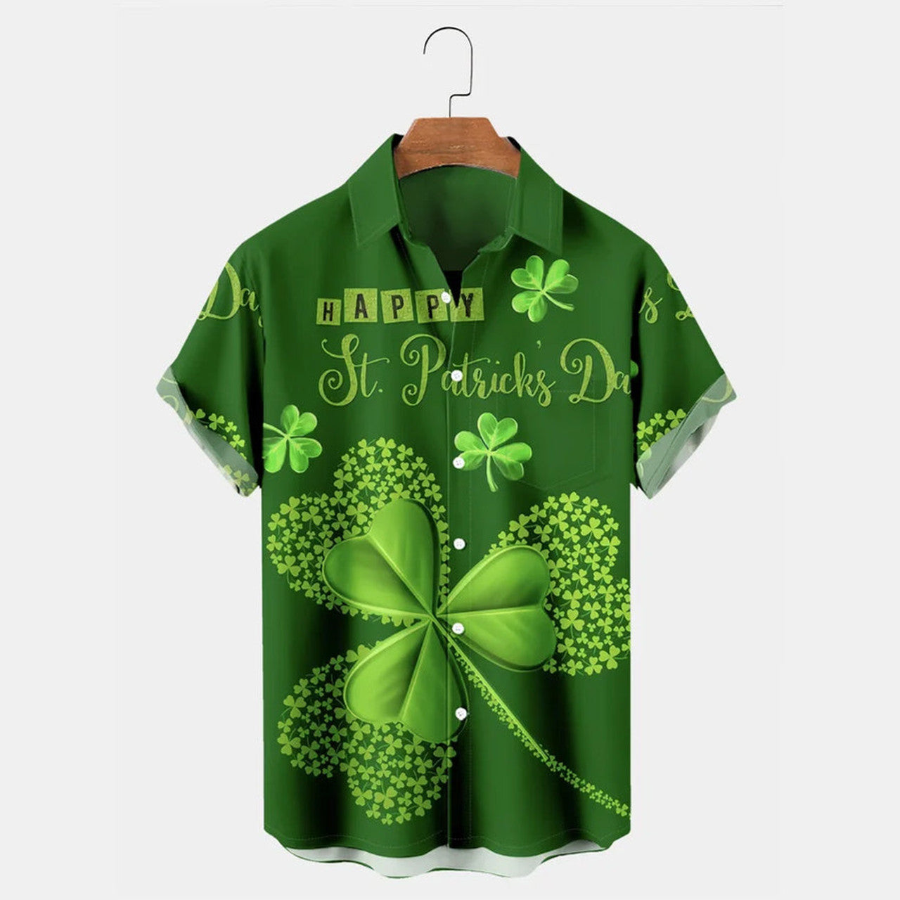 St. Patrick's Day Shamrock Short Sleeve Hawaiian Shirts, Hawaiian shirt for Men and women