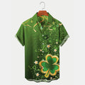St. Patrick's Day Shamrock Print Men's Hawaiian Shirts Casual Comfortable Plus Size Shirts