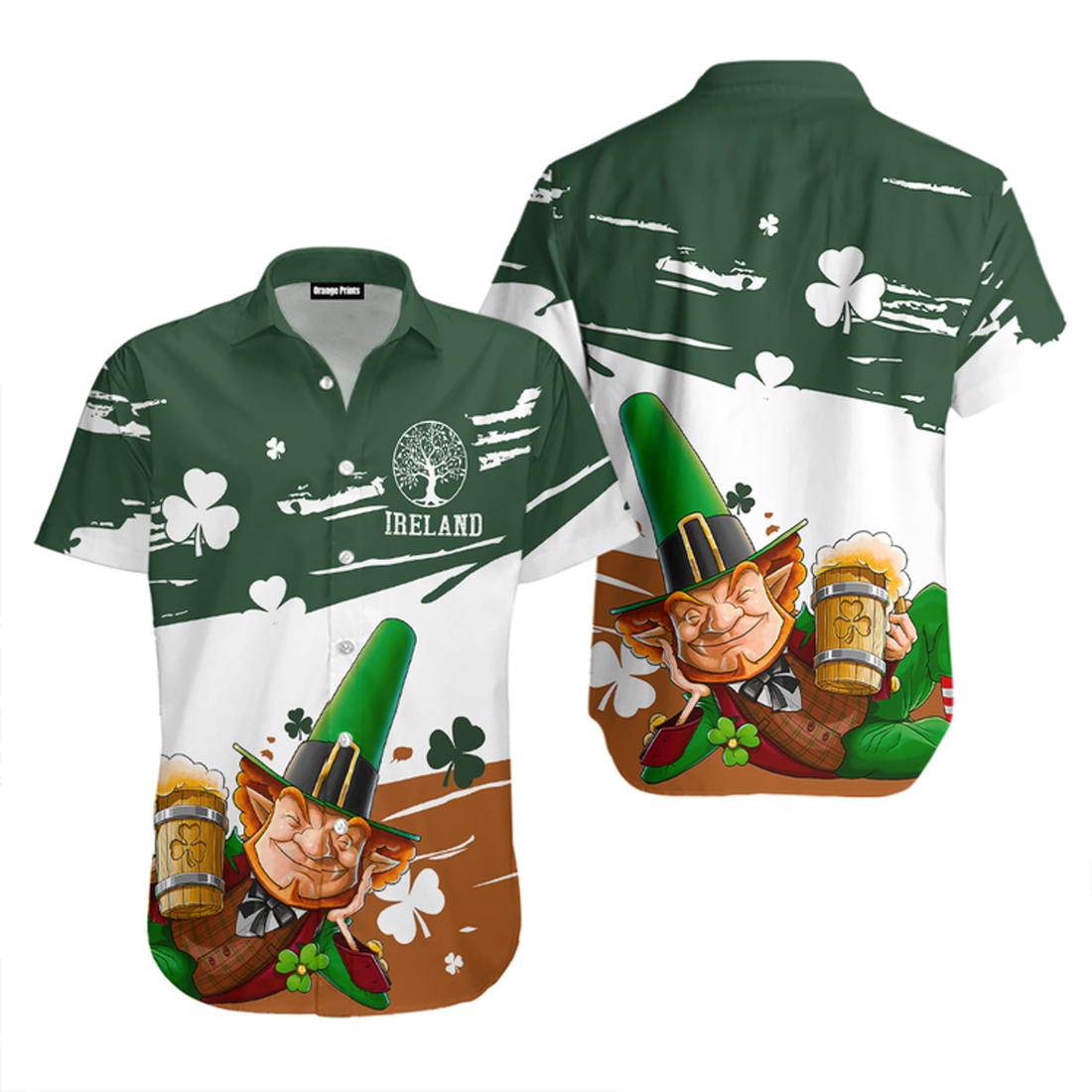 Hawaiian Aloha Shirts, Irish St Patrick's Day Green Hat and Shamrock Hawaiian shirt for men