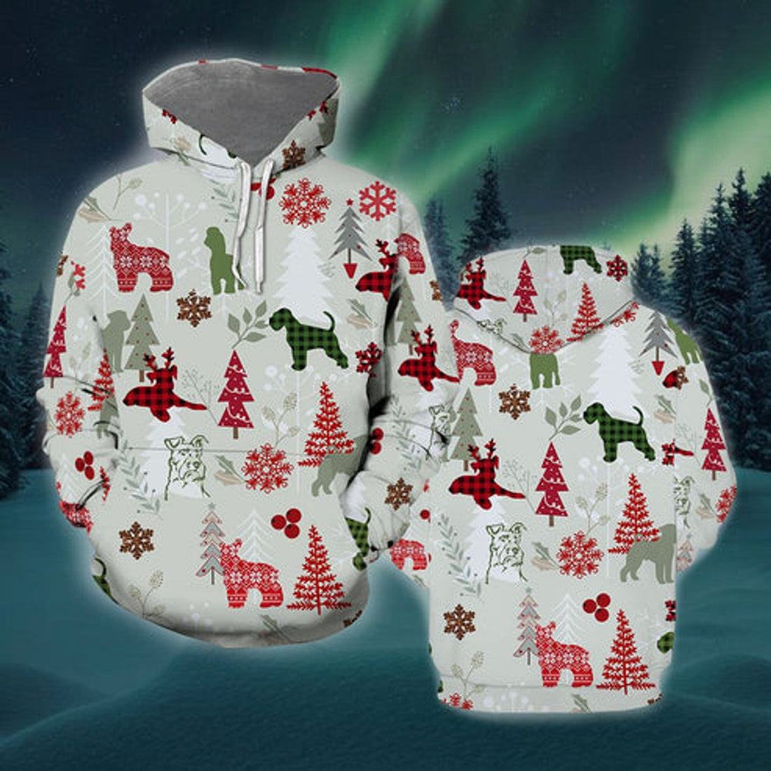 FUNSTUFFPRINT 3D Standard Schnauzer Dog Christmas All Over 3D Hoodie and Zip Hoodie