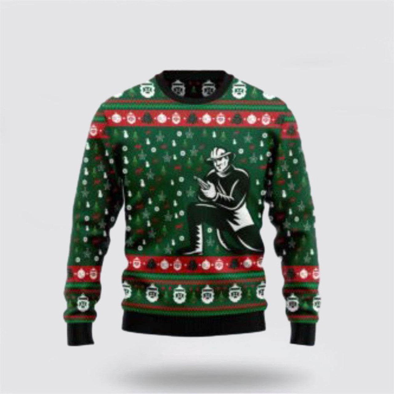 FUNSTUFFPRINT Stay Festive With Our Awesome Firefighter Ugly Christmas Sweater – Christmas Gifts For Firefighters Ugly  Sweater