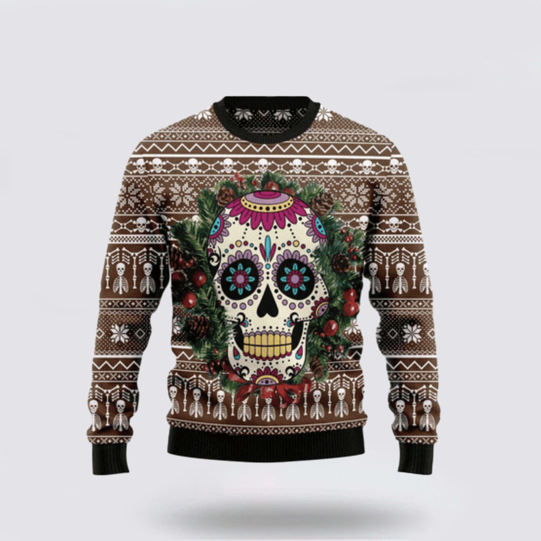 FUNSTUFFPRINT Stunning Sugar Skull Ugly Christmas Sweater – Christmas Gifts For Frends Ugly  Sweater