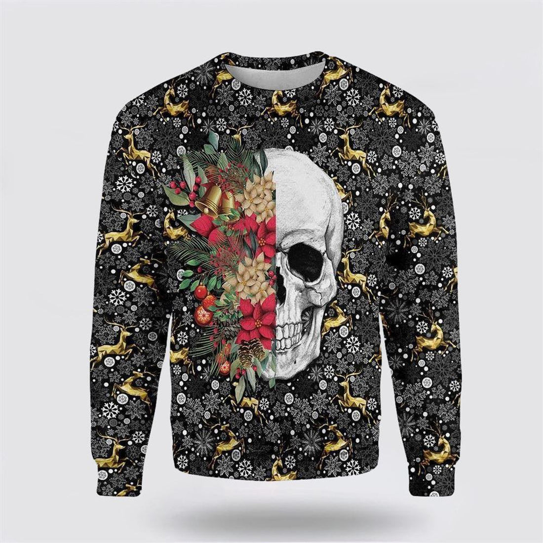 FUNSTUFFPRINT Stylish Symmetric Skull Ugly Christmas Sweater – Christmas Gifts For Frends Ugly  Sweater