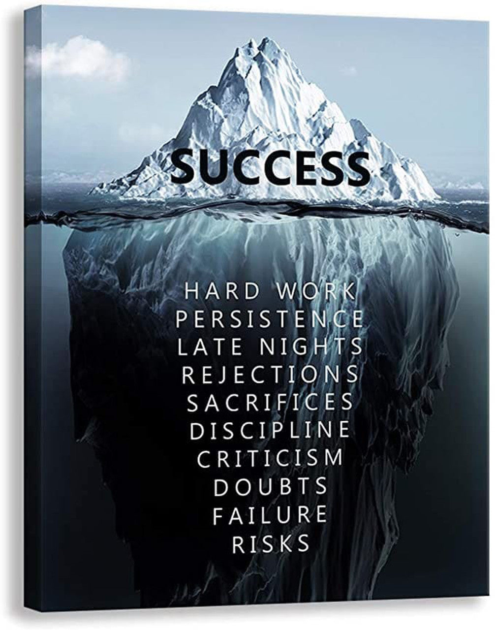 Success Poster, Hard Work Persistence Late Nights Rejections Poster and Canvas