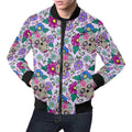 FUNSTUFFPRINT Sugar Skull Skeleton Girly Floral Pattern Print Mens 3D Bomber Jacket