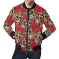 FUNSTUFFPRINT Sugar Skull Skeleton Girly Floral Rose Pattern Print Mens 3D Bomber Jacket