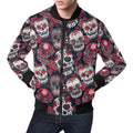 FUNSTUFFPRINT Sugar Skull Skeleton Girly Rose Floral Pattern Print Mens 3D Bomber Jacket