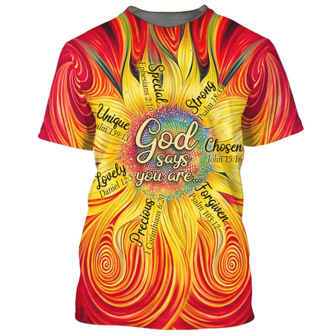 FUNSTUFFPRINT Sunflower God Say You Are 3D All Over Printed Shirt for Men and Women
 3D T-shirt