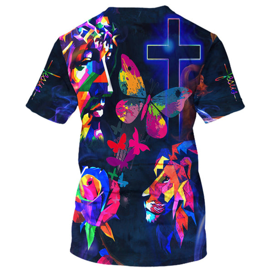 FUNSTUFFPRINT Sunflower Jesus Cross Butterfly Christian 3D T-shirt