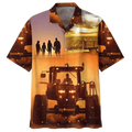 Sunset Tractor Background Design Hawaiian Shirt