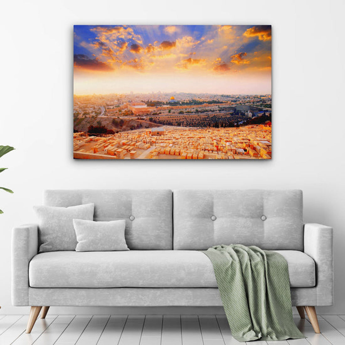 Sunset In Jerusalem View From The Mount Of Olives Canvas Wall Art - Large Gallery Wrapped Canvas Art