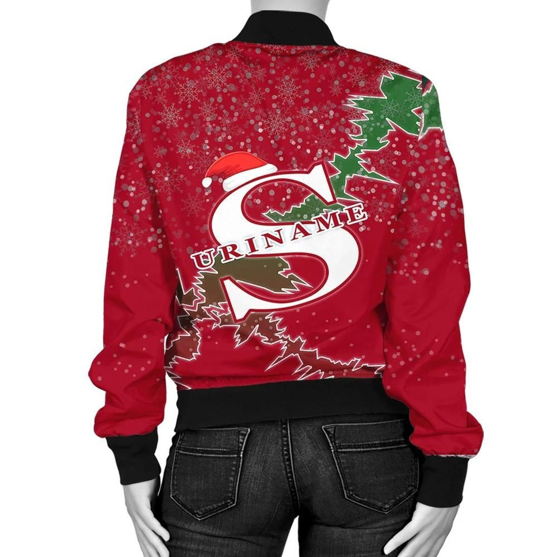FUNSTUFFPRINT Suriname Christmas Coat Of Arms Women Bomber Jacket Style 3D Bomber Jacket