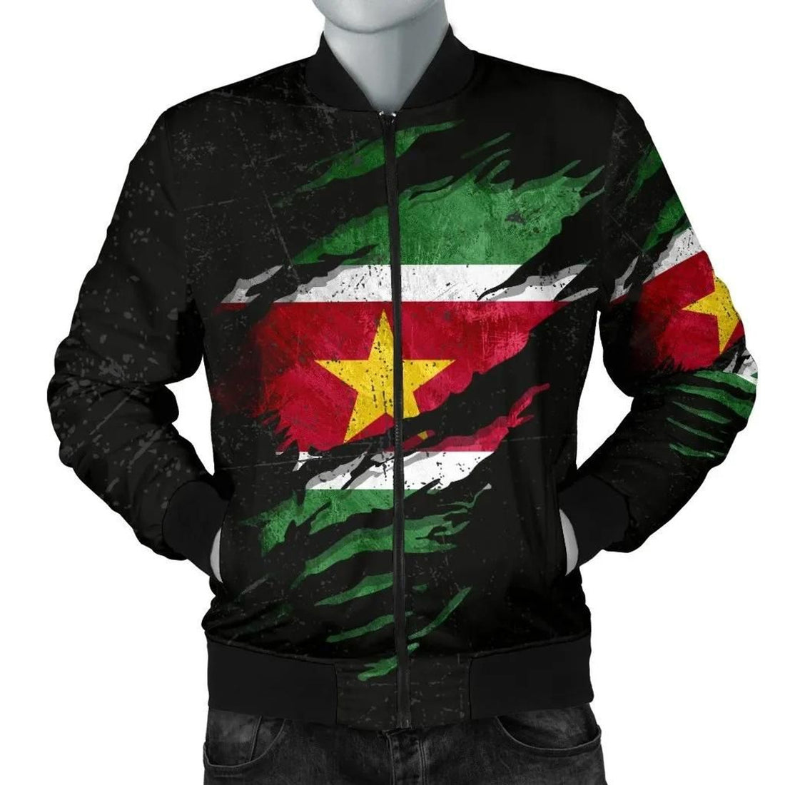 FUNSTUFFPRINT Suriname In Me Men's Bomber Jacket - Special Grunge Style 3D Bomber Jacket