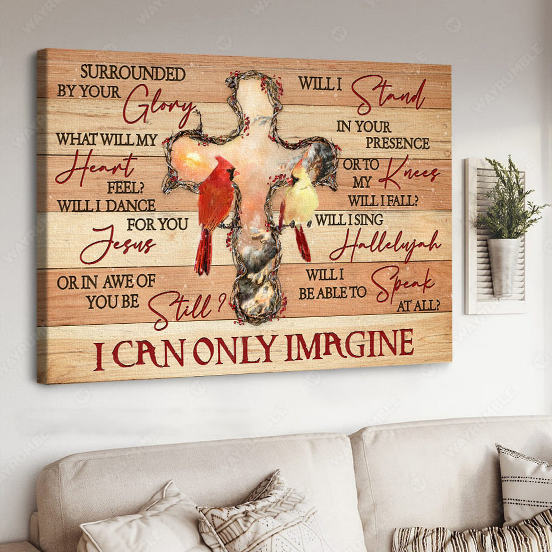 Surrounded By Your Glory What Will My Heart Feel Will I Dance For You Jesus, Cardinal Bird, God Cross Poster and Canvas