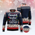 FUNSTUFFPRINT Sweater Weather Is Better Together Ugly Christmas Sweater, Christmas Sweater, Ugly Sweater, Funny Xmas Sweaters Ugly Sweater