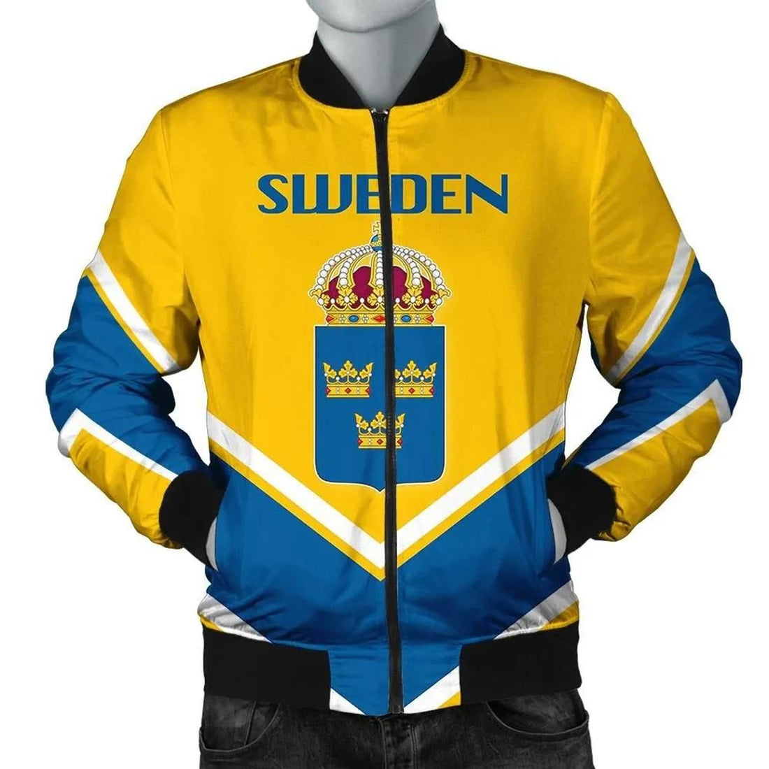 FUNSTUFFPRINT Sweden Coat Of Arms Men Bomber Jacket Lucian Style 3D Bomber Jacket