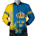FUNSTUFFPRINT Sweden Coat Of Arms Men Bomber Jacket Quarter Style 3D Bomber Jacket