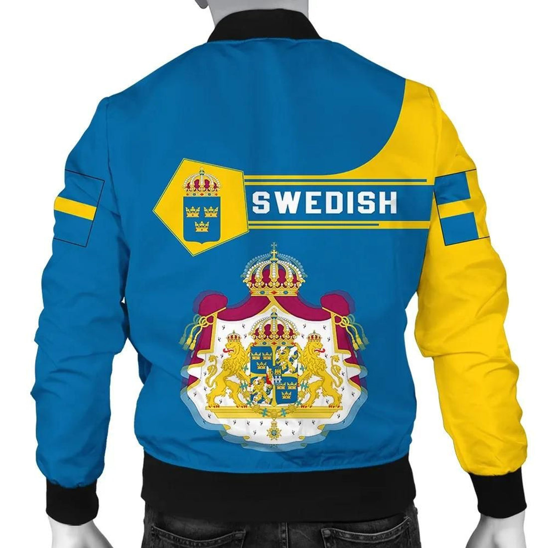 FUNSTUFFPRINT Sweden Coat Of Arms Men Bomber Jacket Simple Style 3D Bomber Jacket