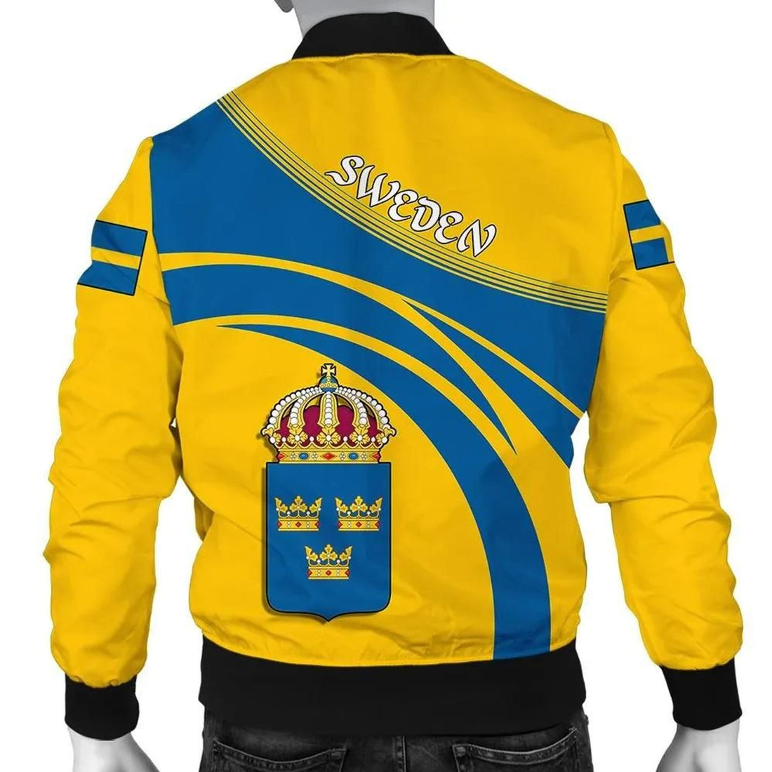 FUNSTUFFPRINT Sweden Coat Of Arms Men Bomber Jacketticket W 3D Bomber Jacket