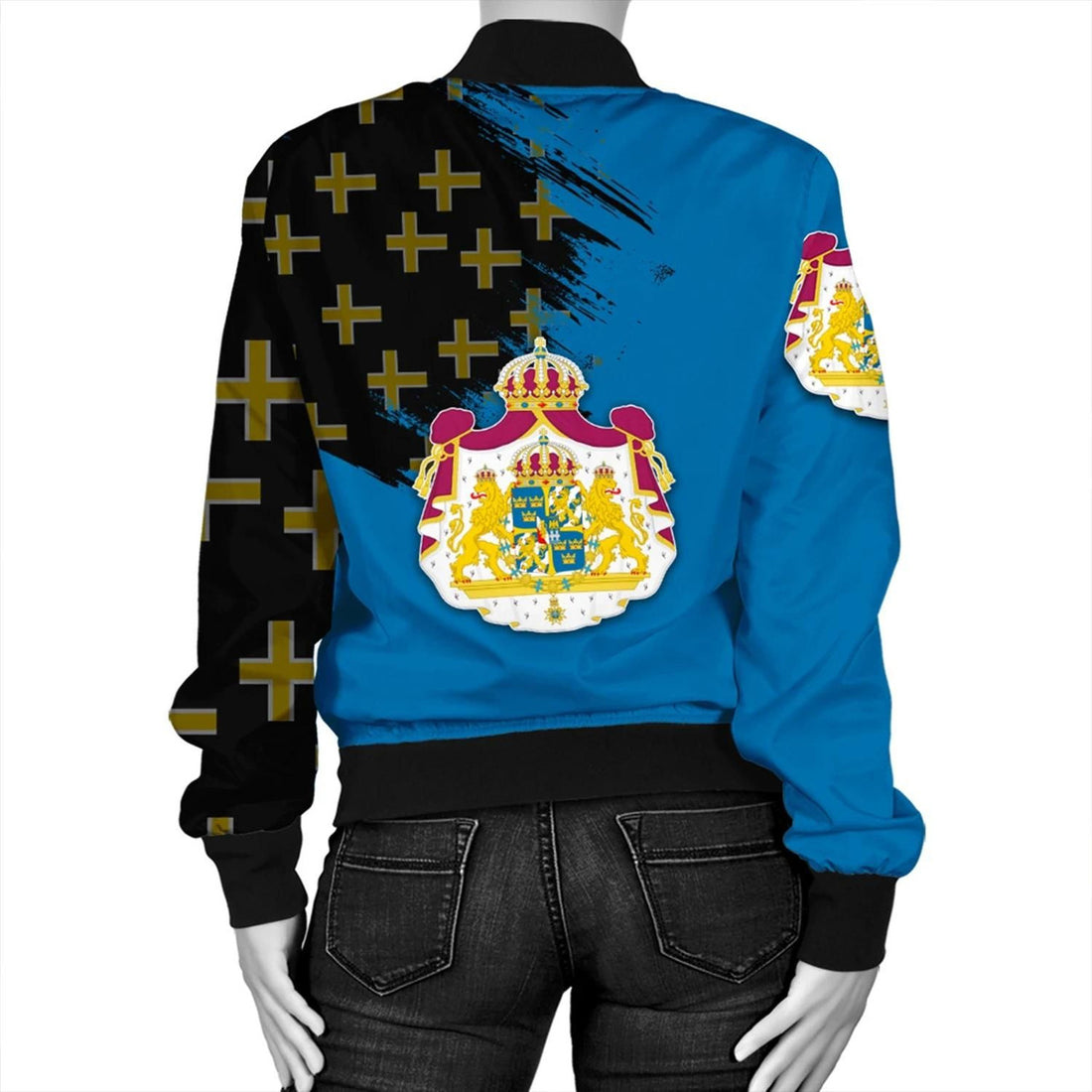 FUNSTUFFPRINT Sweden Coat Of Arms Women's Bomber Jacket - Flag Style JH 3D Bomber Jacket