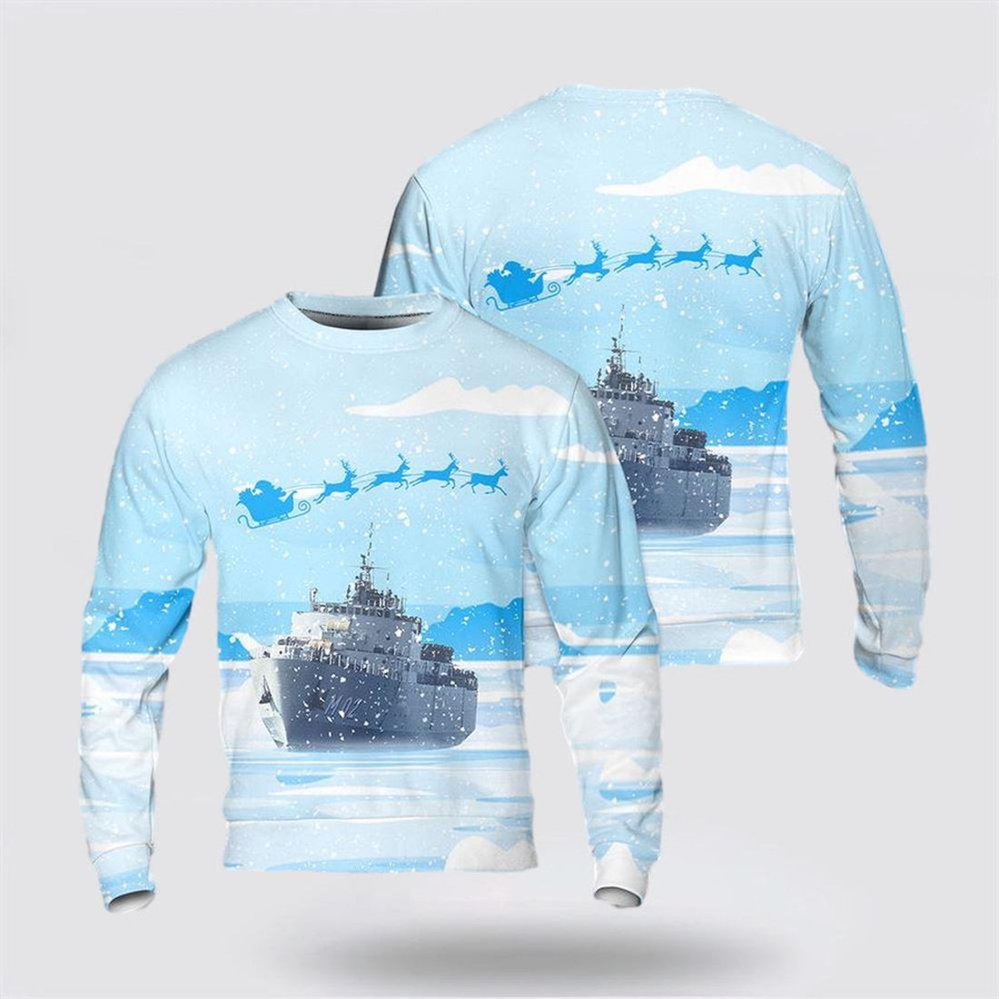 FUNSTUFFPRINT Swedish Navy HSwMS Alvsborg (M02) Christmas Sweater 3D – Unique Christmas Sweater Gift For Military Personnel Ugly  Sweater