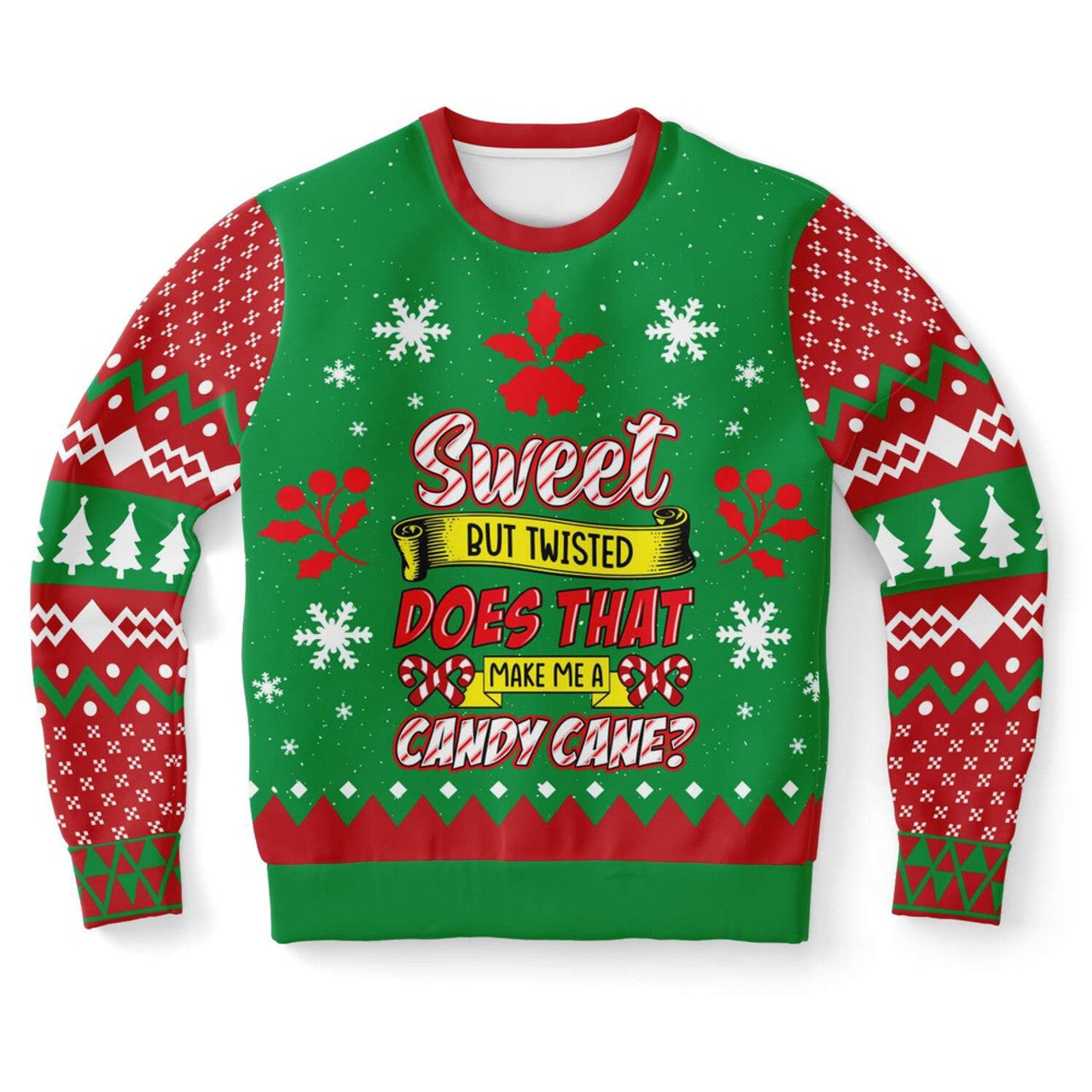 FUNSTUFFPRINT Sweet But Twisted, Does That Make Me a Candy Cane Ugly Christmas Sweater, Christmas Sweater, Ugly Sweater, Funny Xmas Sweaters Ugly Sweater