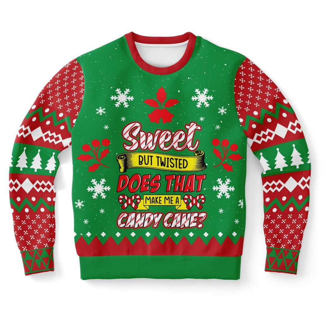 FUNSTUFFPRINT Sweet But Twisted, Does That Make Me a Candy Cane Ugly Christmas Sweater, Christmas Sweater, Ugly Sweater, Funny Xmas Sweaters Ugly Sweater
