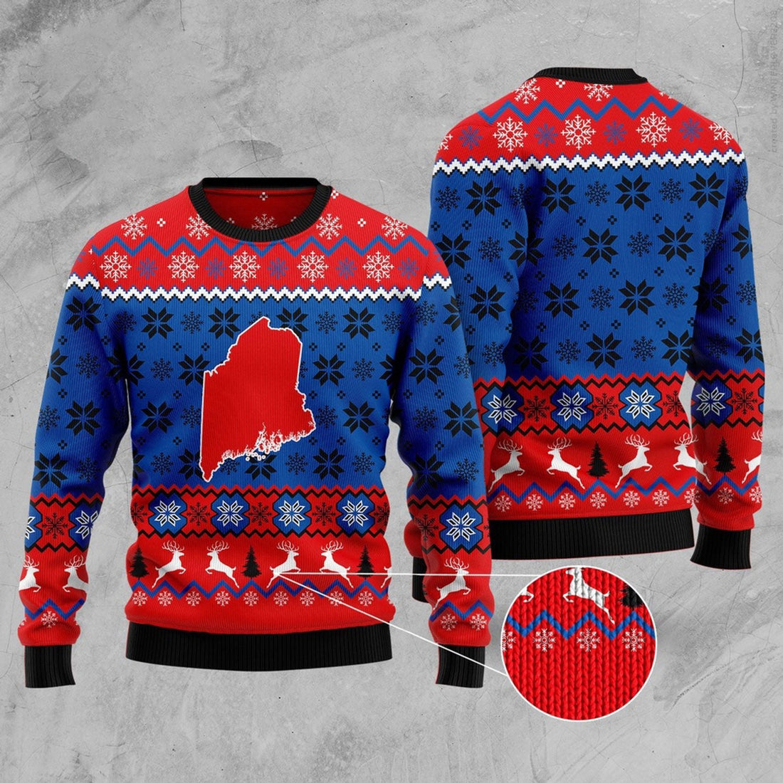 FUNSTUFFPRINT Sweet Home Maine Ugly Christmas Sweater, Christmas Sweater, Ugly Sweater, Funny Xmas Sweaters Ugly Sweater
