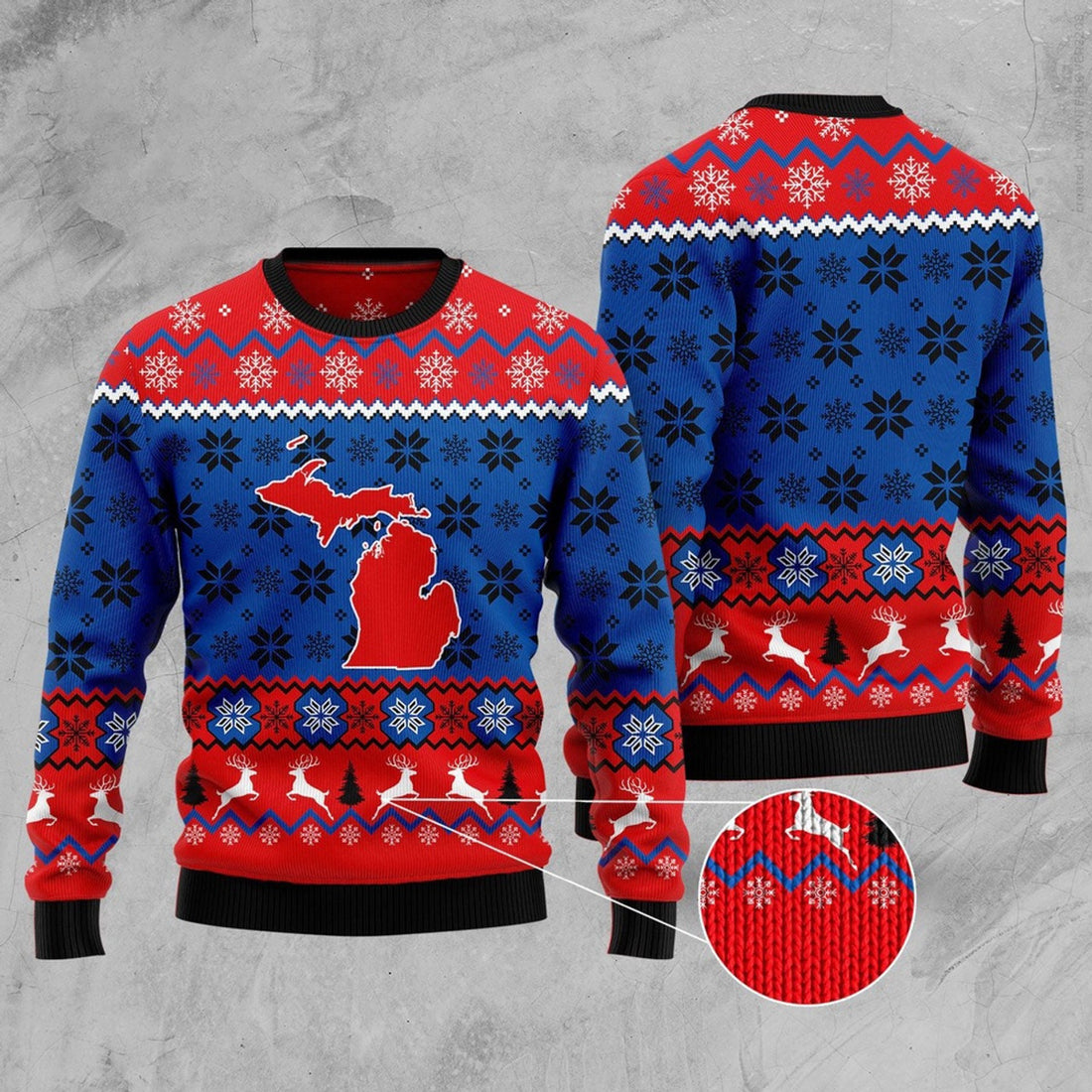 FUNSTUFFPRINT Sweet Home Michigan Ugly Christmas Sweater, Christmas Sweater, Ugly Sweater, Funny Xmas Sweaters Ugly Sweater
