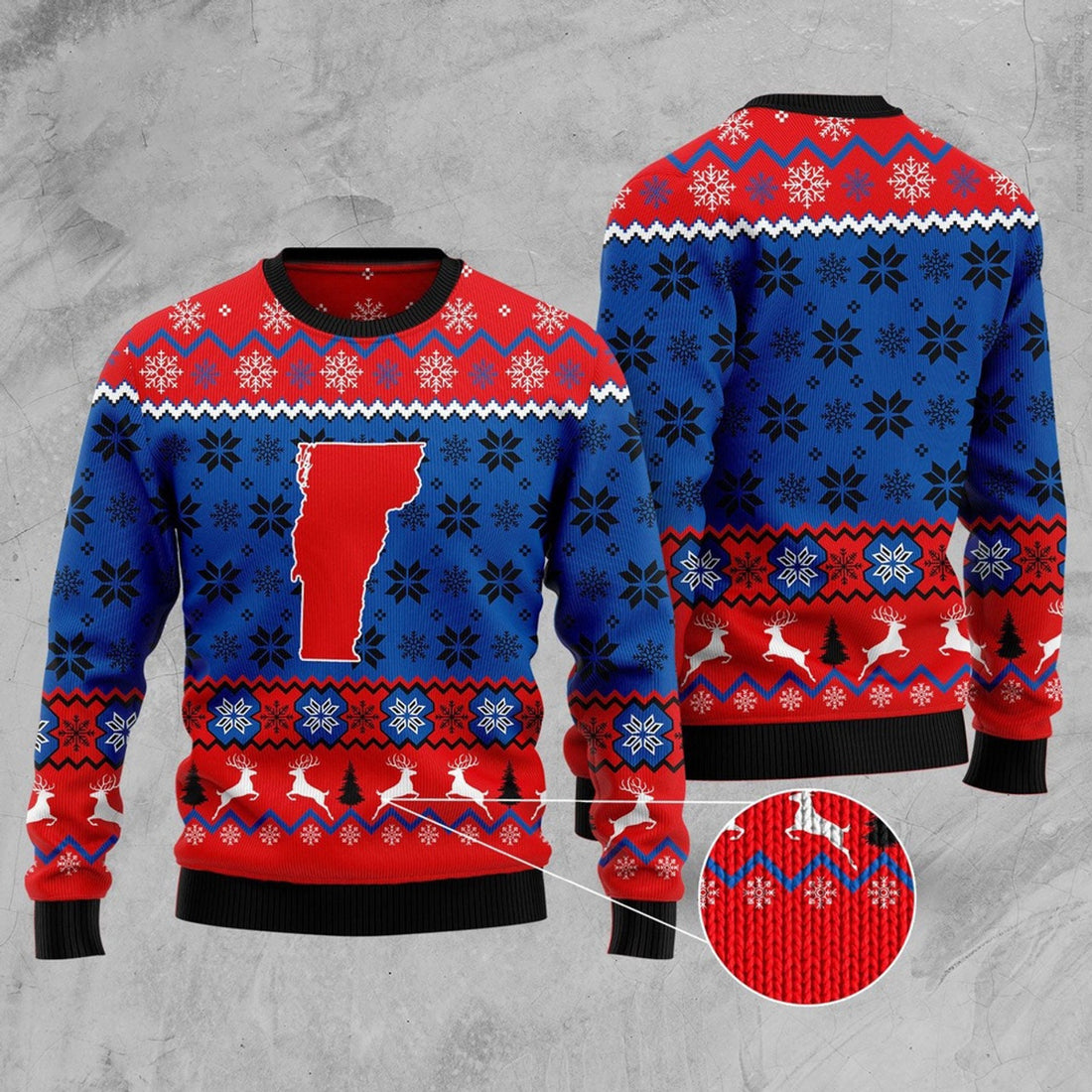 FUNSTUFFPRINT Sweet Home Vermont Ugly Christmas Sweater, Christmas Sweater, Ugly Sweater, Funny Xmas Sweaters Ugly Sweater