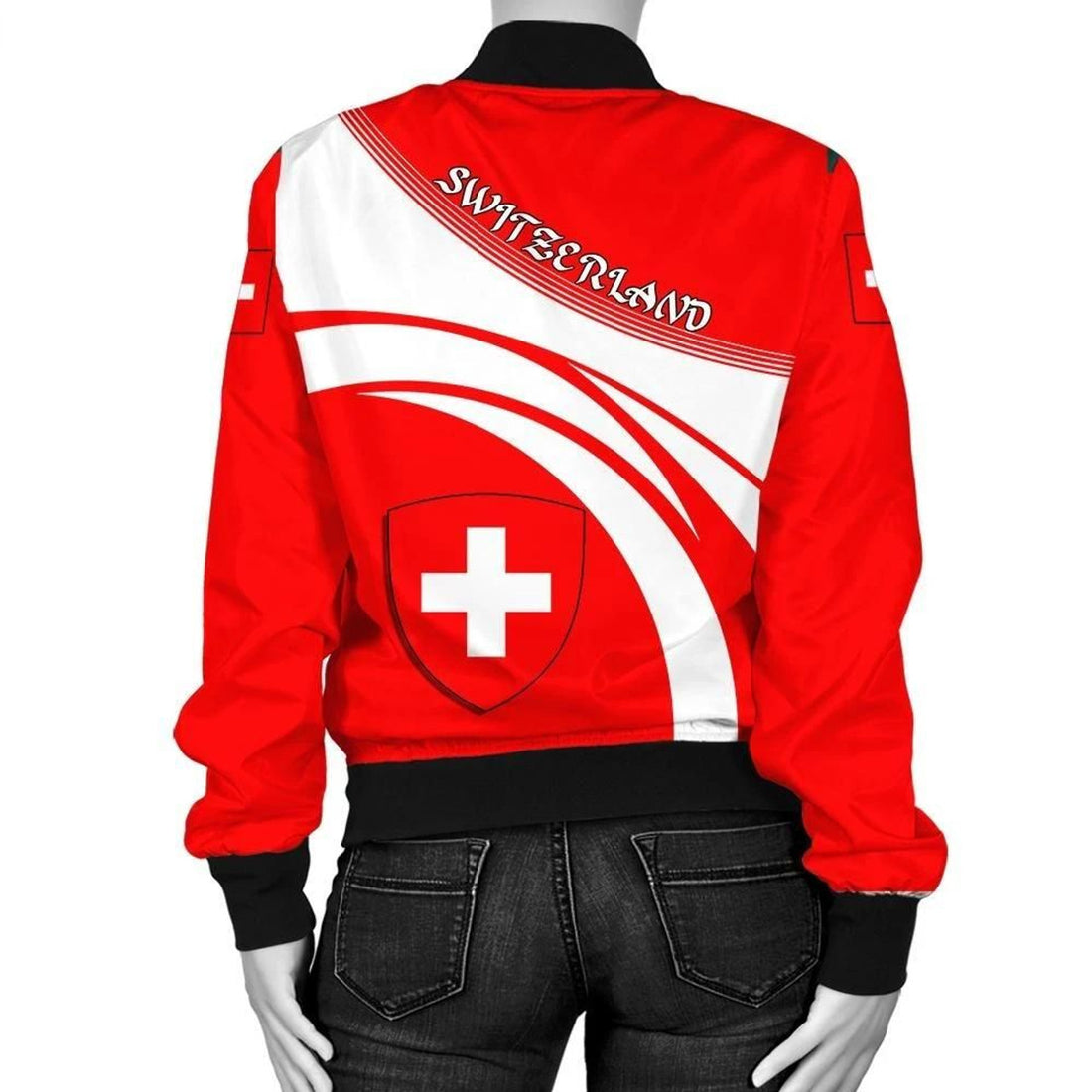 FUNSTUFFPRINT Switzerland Coat Of Arms Women Bomber Jacket Cricket 3D Bomber Jacket