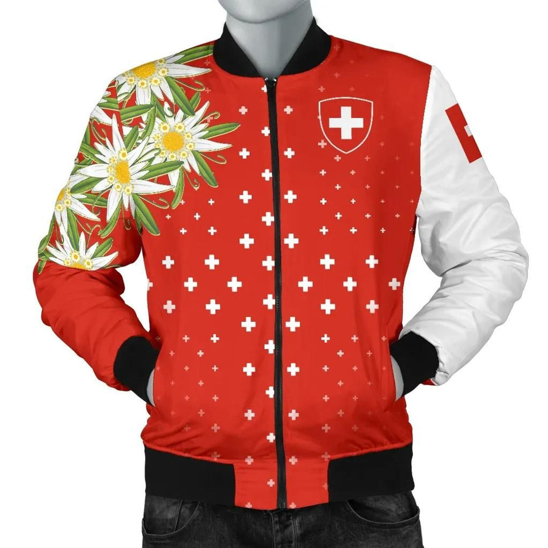 FUNSTUFFPRINT Switzerland Edelweiss Special Men's 3D Bomber Jacket