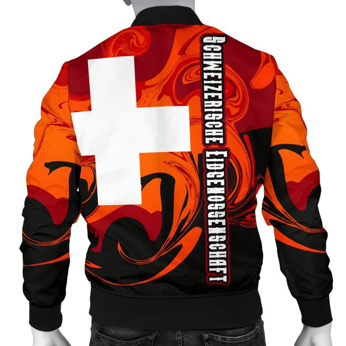 FUNSTUFFPRINT Switzerland Men's Bomber Jacket - Flame of Switzerland 3D Bomber Jacket
