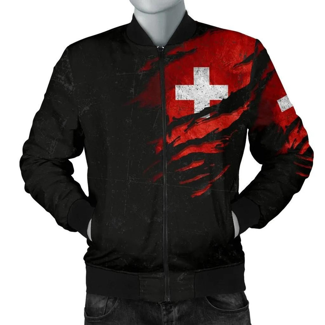 FUNSTUFFPRINT Switzerland in Me Men's Bomber Jacket - Special Grunge Style 3D Bomber Jacket