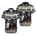 Switzerland Christmas Hawaiian Shirt, Bernese Mountain Dog Black Theme hawaiian shirt