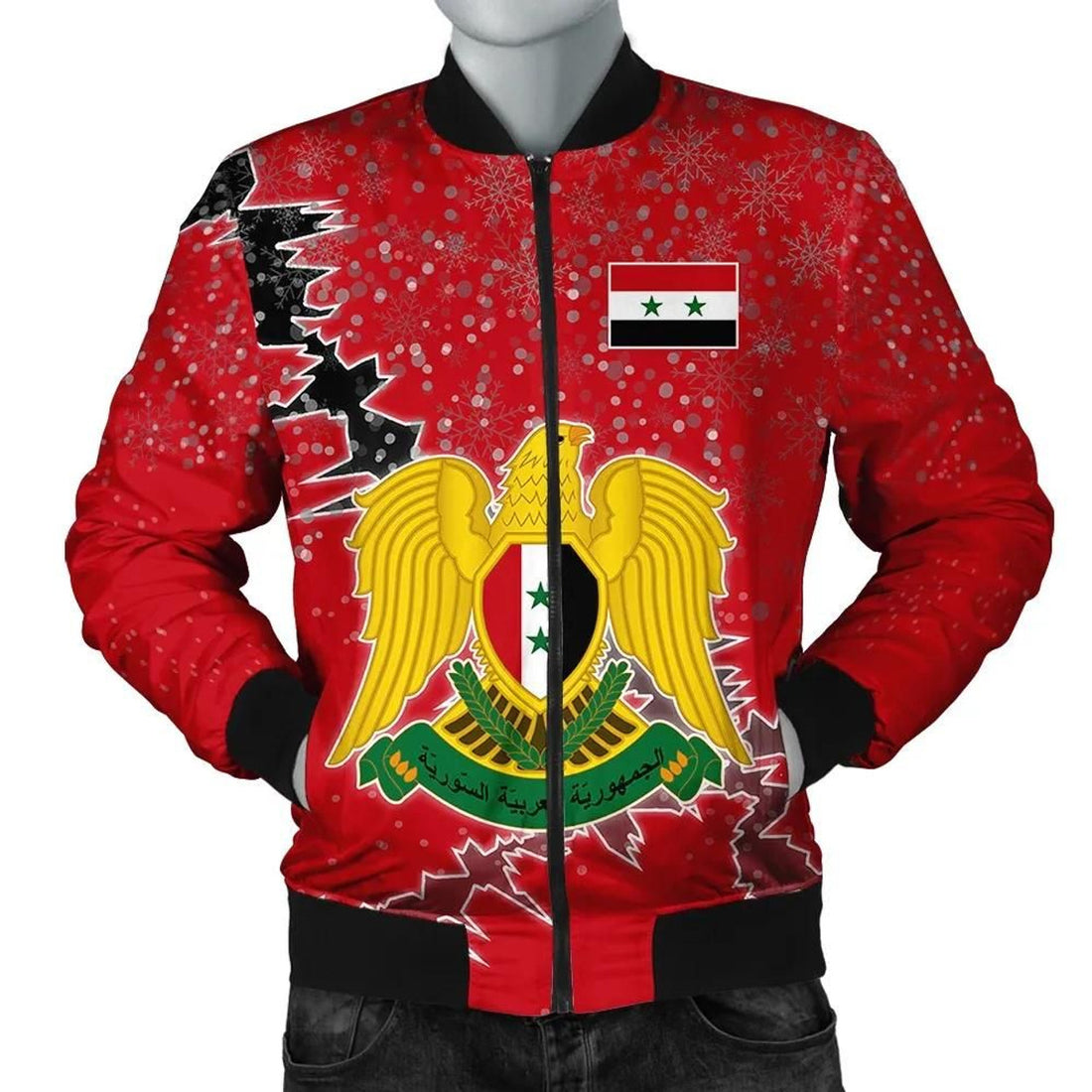FUNSTUFFPRINT Syria Christmas Coat Of Arms Men Bomber Jacket Style 3D Bomber Jacket