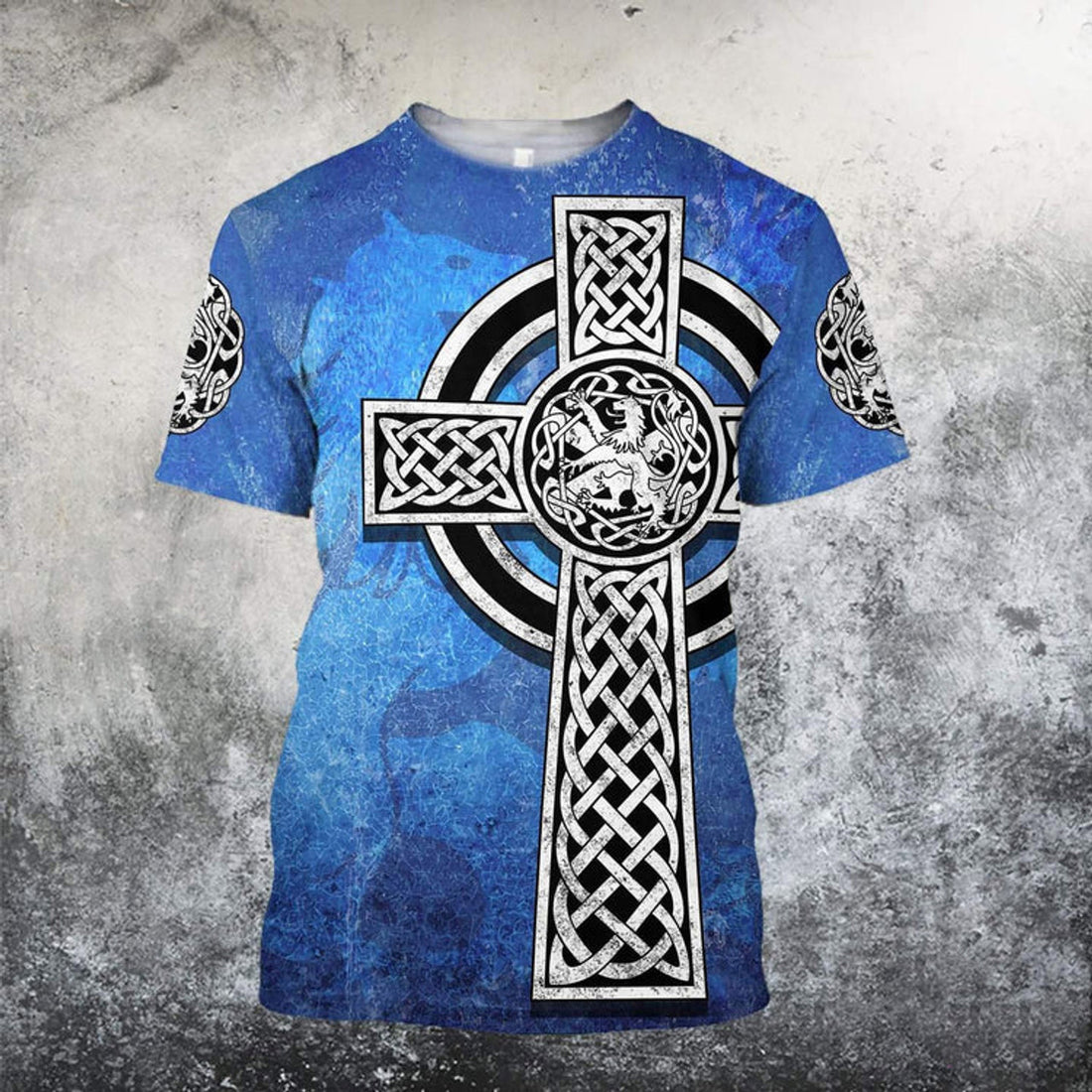 FUNSTUFFPRINT 3D All Over Print Hoodie Celtic Cross Lion Shirt, St Patrick's Day Lion Pattern Shirt For Him 3D T-shirt