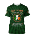 FUNSTUFFPRINT Irish Woman The Soul Of a Witch 3D Shirt, Shamrock Ireland Flag Shirt, Gif for Patrick's Day 3D T-shirt