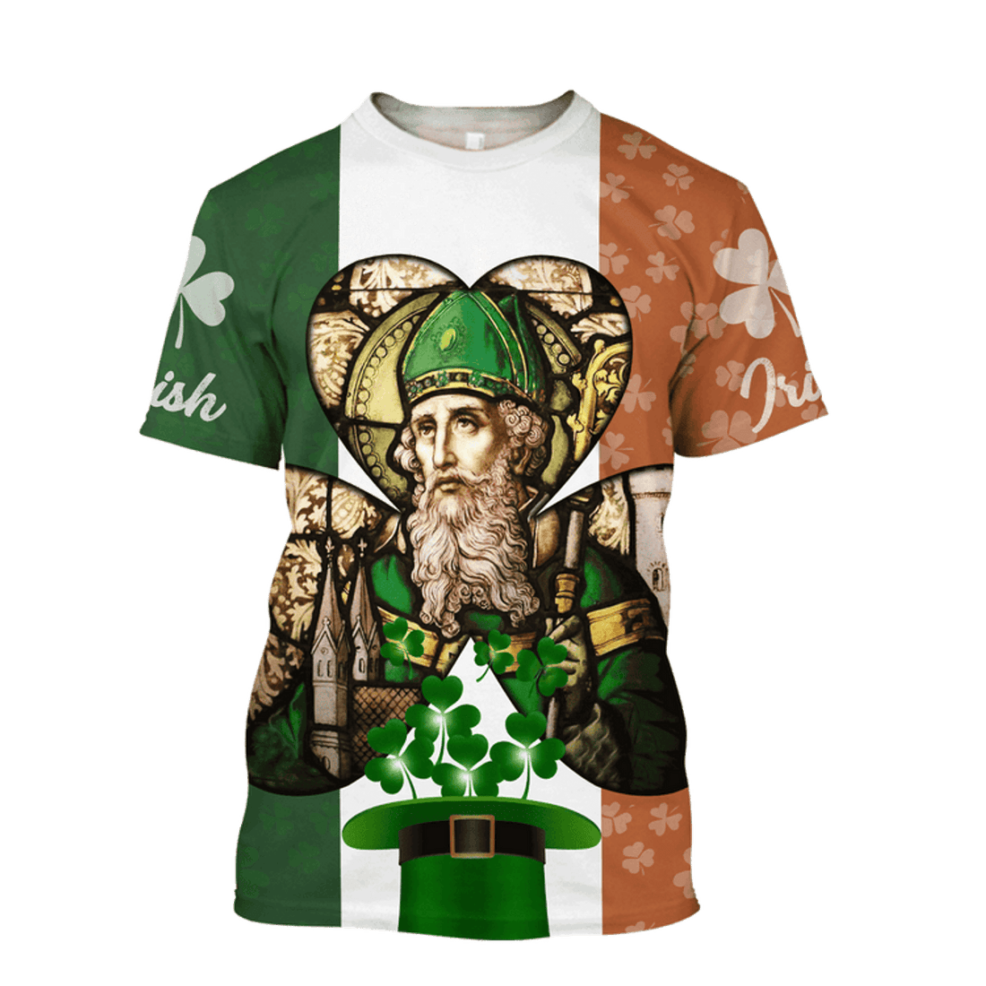 FUNSTUFFPRINT Irish Lucky Ireland Flag Pattern Saint Patrick's Day Man and Women 3D T-shirt