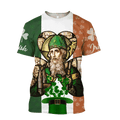 FUNSTUFFPRINT 3D All Over Print St. Patrick's Day Shirt, Iceland Flag Pattern Shirt, Hat Shamrock Irish Shirt, Lucky Shirt, Patrick's Day Shirt 3D T-shirt