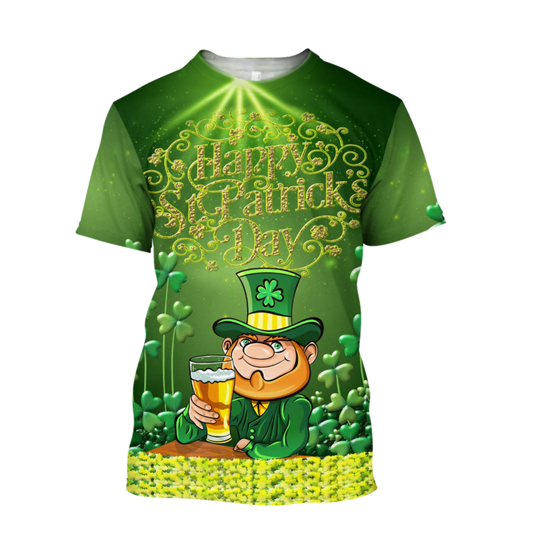 FUNSTUFFPRINT Happy St Patrick's Day Hoodie Sweater All Over Printed Shirt, Let Day Drink Beer Shirt 3D T-shirt