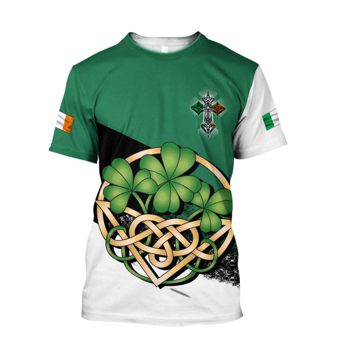 FUNSTUFFPRINT Celtic Cross Ireland St. Patrick's Day 3D Shirt, Irish St. Paddy's Sweater, Shamrock Shirt, Idea For St Patrick's Day 3D T-shirt